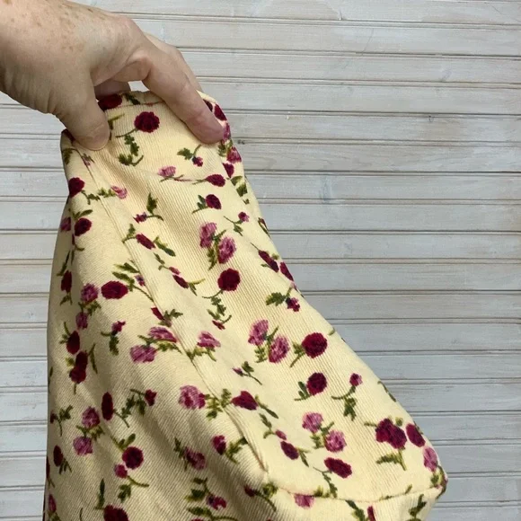 Lightweight Creamy Gold & Pink Floral Corduroy Tote Bag - Picture 7 of 10